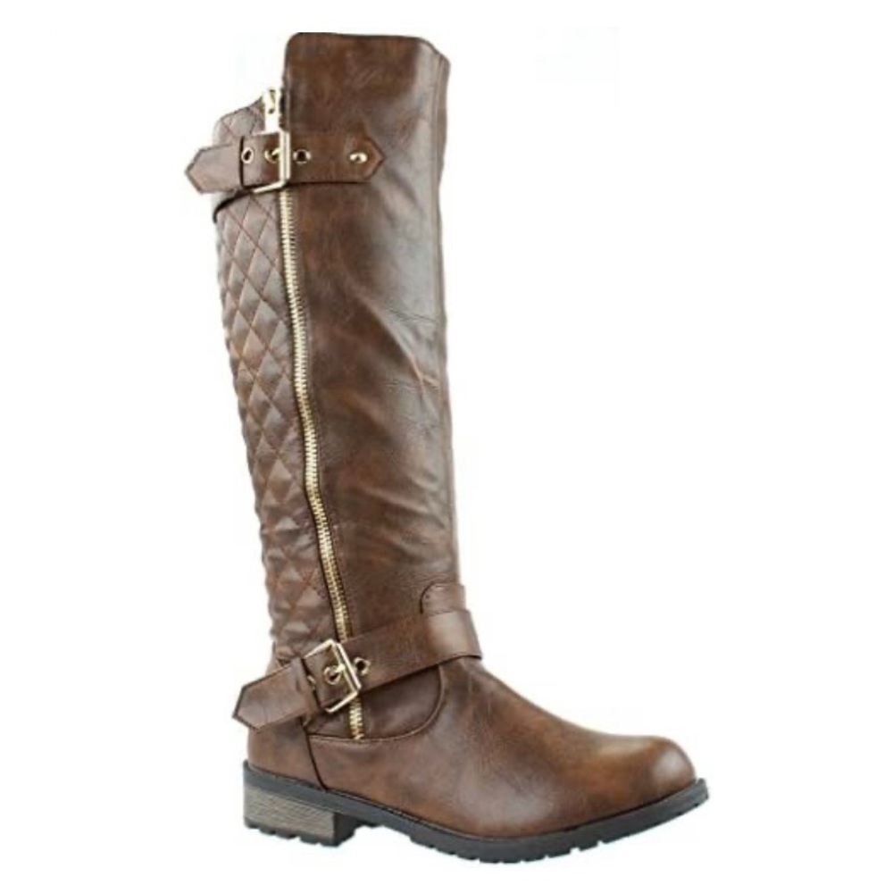 Knee High Quilted Motorcycle Boots